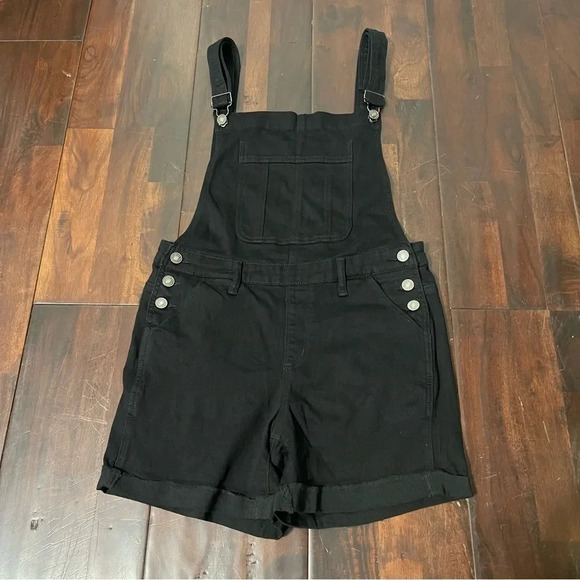 KanCan Overalls Shorts Stretch Black Cotton Blend Women Size Medium - Picture 1 of 7